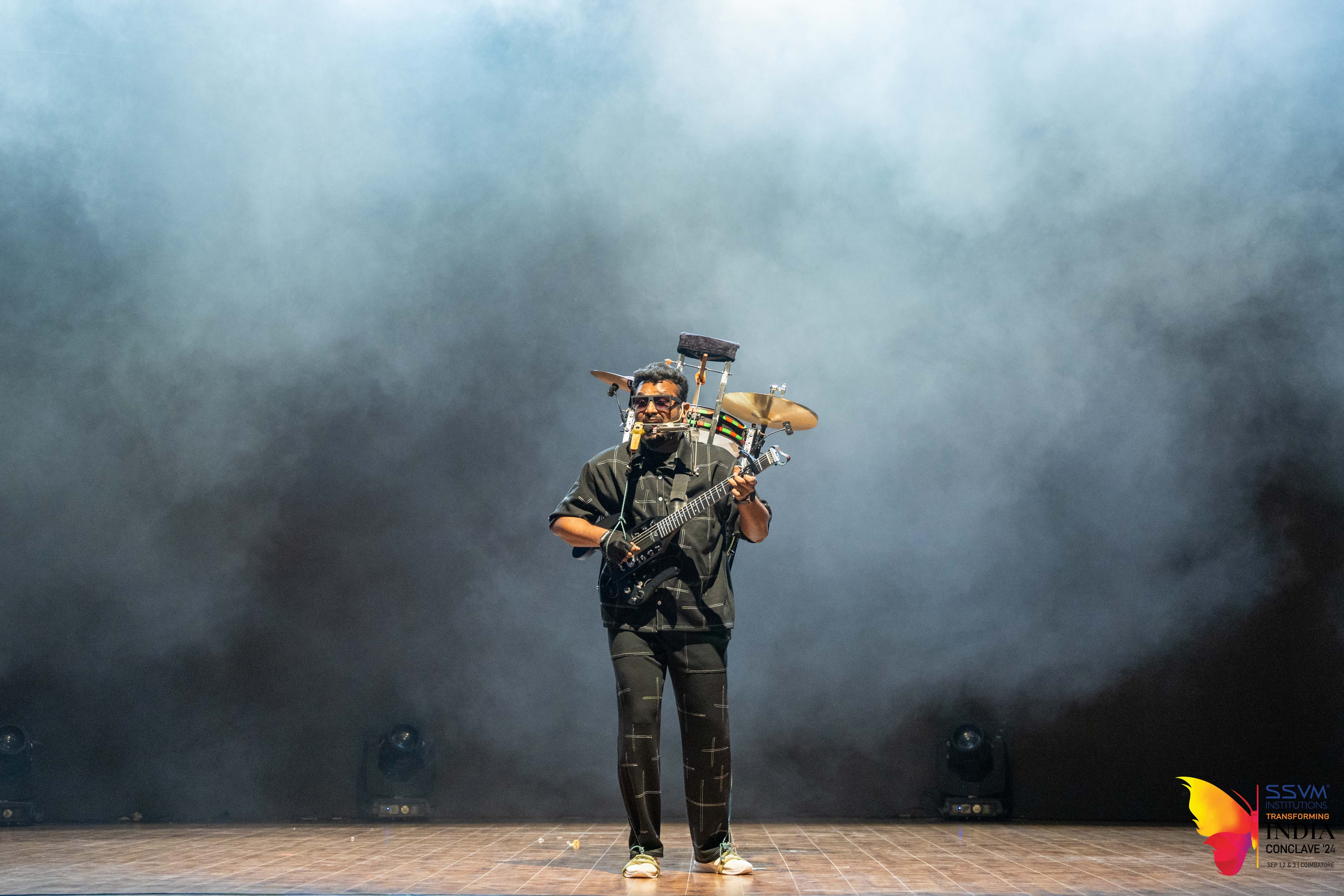 Stage with smoke and crowd